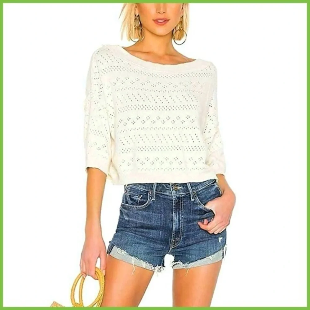 Free People Off White Crop Top Sweater